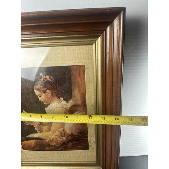 VNTG Framed Canvas Jean Honore Fragonard Girl Reading Book French Wall Art Read - Picture 7 of 8